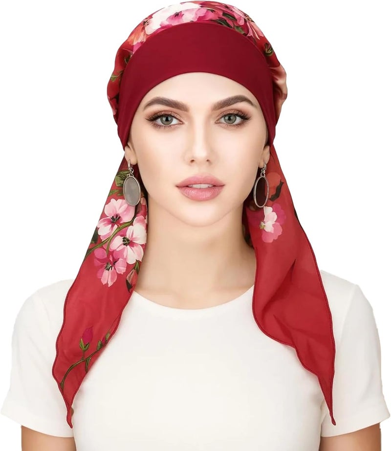 FADACHY Chemo Headwear for Women,Chemo Caps Lightweight for Summer with Head Scarf,Silky Soft Hair Turbans Fashion - Image 1